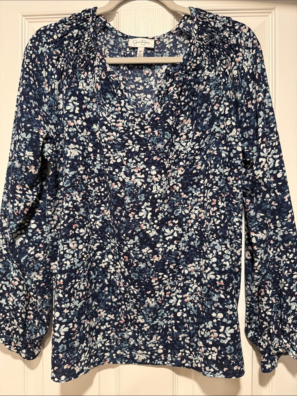 Jessica Simpson Navy Floral V-Neck Top